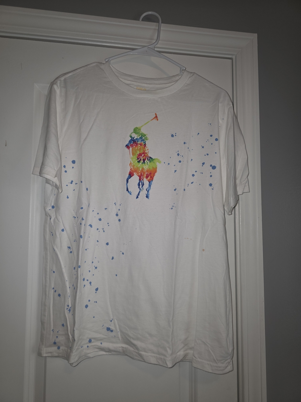 Boys XL 18-20 Polo by Ralph Lauren White Crewneck Tee with Gold Neck Print
